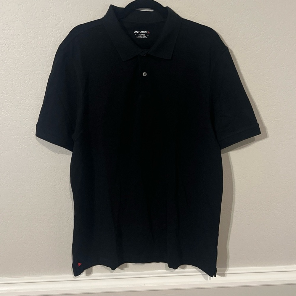 Untuckit Shirt Mens XL Black Polo Short Sleeve Pima Cotton Casual Golf Gondola